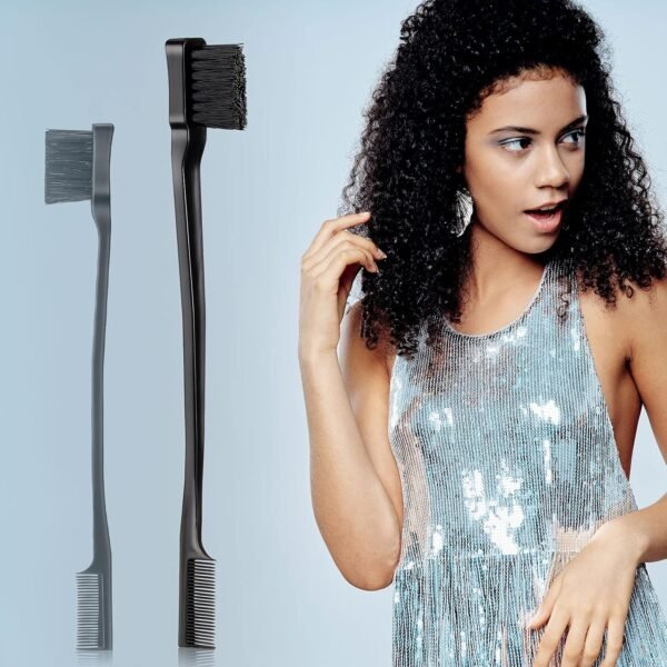 81YteuPgxLS._SL1500_.jpg Geiserailie 3 Pcs Slick Back Hair Brush Set Bristle Brush Edge Control Teasing Comb for Women Black Hair(Black)