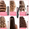 5 in 1 Curling Iron with Thermal Brush and 4 Interchangeable Ceramic Barrels(1/2 to 1 1/2 inch), Curling Wand Set with Flat Iron, Fast Heating, Dual Voltage Hair Curler, Gifts for Women