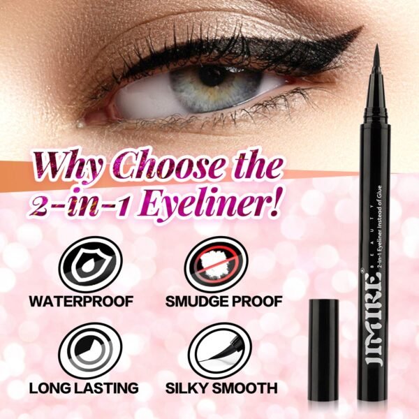 81Z5KcMrQNL._SL1500_.jpg JIMIRE 2-in-1 Eyeliner Instead of Glue, Magic Eyeliner | Extra Strong Hold for False Eyelashes | No Magnet & No Glue Needed | Only for 20’s to Apply Lashes