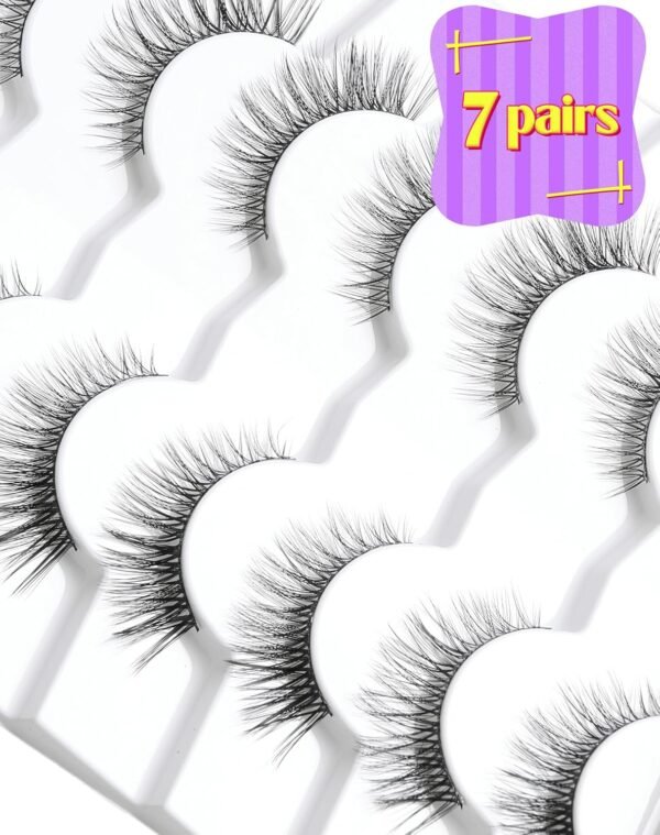 81ZAPQceRiL._SL1500_.jpg Onlyall Natural Lashes Wispy Lashes Natural Look False Eyelashes Natural Flared Eyelashes False Eye Lashes Soft Fluffy Lashes 7 Pairs DK53