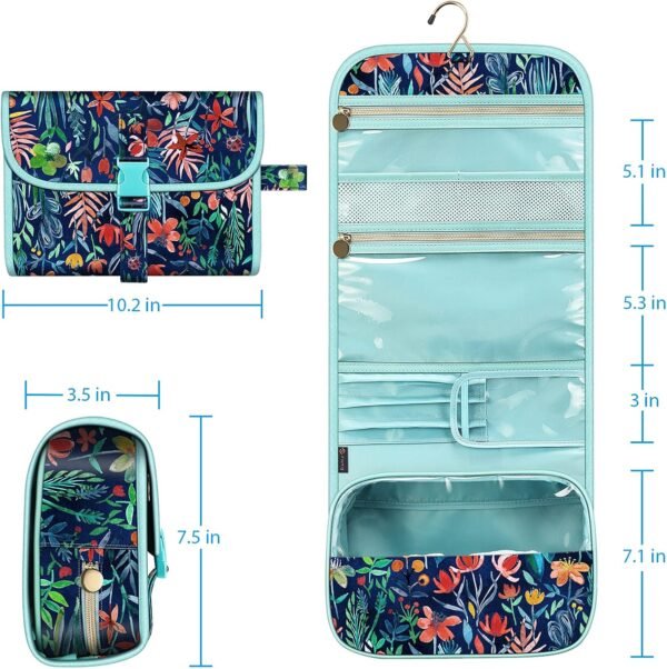 81ZCAEXPSgS._AC_SL1500_.jpg FINTIE Portable Toiletry Cosmetic Travel Bag, Large Water Resistant Hanging Makeup Organizer Storage Pouch Case for Women Girls (Jungle Night)