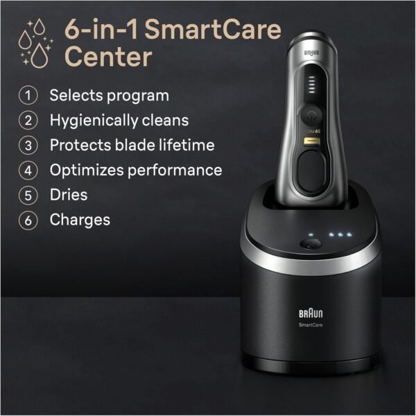 81ZCqLATUeL._AC_SL1500_.jpg Braun Series 9 PRO+ Electric Razor for Men, 5 Pro Shaving Elements and Shave-Preparing ProComfort Head for Closeness & Skin Comfort, 6in1 SmartCare Center, Wet or Dry Use, Charging Stand, 9597cc