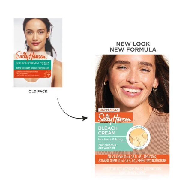 Sally Hansen Bleach Cream for Facial Hair & Body Hair, Vegan Formula, Enriched with Glycerin, All Skin Types, Pack of 2 (Package May Vary)