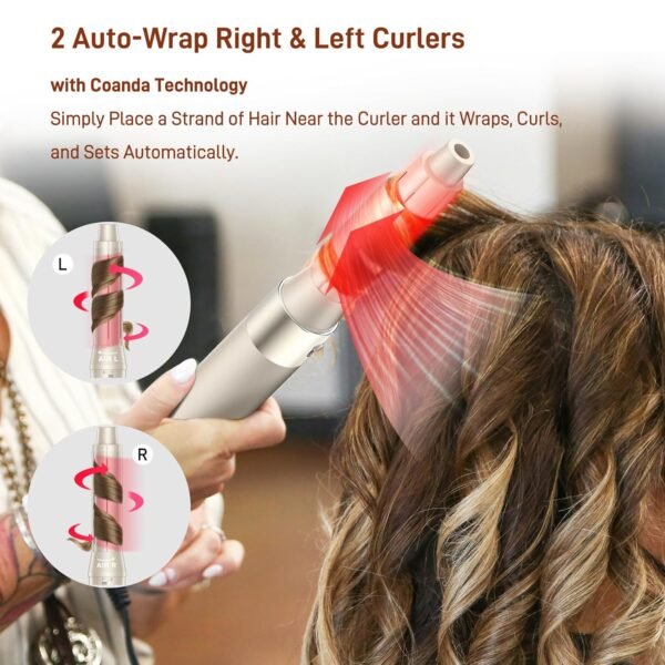 5 in 1 Hair Dryer Brush – Fast Blow Dryer with Auto Wrap Curlers & Volumizing Brushes, Frizz-Free Styling Tool for Curling, Smoothing & Adding Volume, No Heat Damage