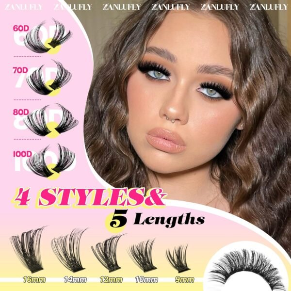 81ZoRA4-p3L._SL1500_.jpg Lash Clusters D-Curly Individual Lashes Volume Eyelash Clusters Bulk zanlufly Thick Lash Extension 560Pcs Natural DIY Eyelash Extension (9-16MM,60D+70D+80D+100D)