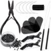 81a2yc8jdjL._SL1500_.jpg NEWISHTOOL Hair Extension Tool Kit - Silicone Micro Beads, Stainless Steel Beads Plier, Metal Bead Threader and Needle Pulling Hook for Beading Hair Extensions, Girls Cosplay Party Hair Styling Tool