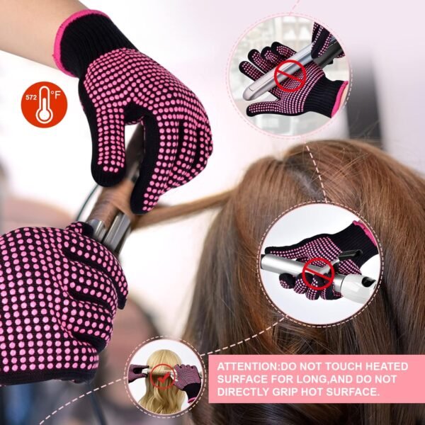 81aD9jHMv-L._SL1500_.jpg MORGLES Heat Resistant Gloves, 2 Pcs Professional Heat Gloves for Hair Styling Silicone Hot Mat 6 Pcs Hair Clips and 2 Pcs Styling Comb for Curling Iron Wands Flat Iron