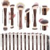 MAANGE 20 Pcs Makeup Brushes with Gift Box, Double-End Multi-functional Makeup Brushes for Blending Liquid Powder Concealer Cream Blush Buffe,CoffeeBrown