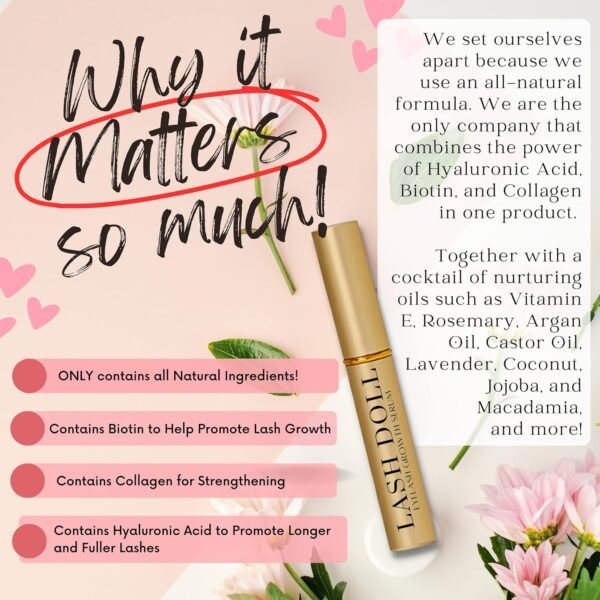 Eyelash Growth Serum Lash Serum For Eyelash Growth Made With Natural Ingredients & Hyaluronic Acid, Biotin, Collagen | Lash Growth Serum & Eyebrow Growth Serum by PeachyandMore