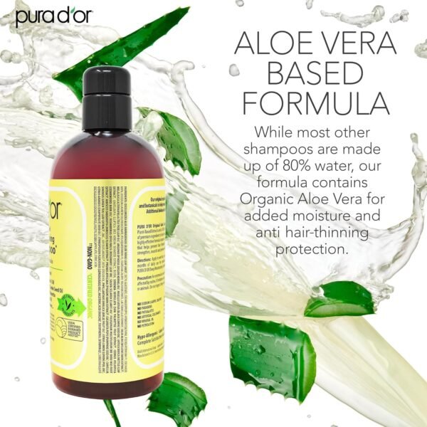 PURA D'OR 16 Oz Original Gold Label Anti-Thinning Biotin Shampoo Natural Earthy Scent, CLINICALLY TESTED Effective Results, Herbal Hair Thickening Products, 3-1 Wash, Women & Men, Color Treated Hair