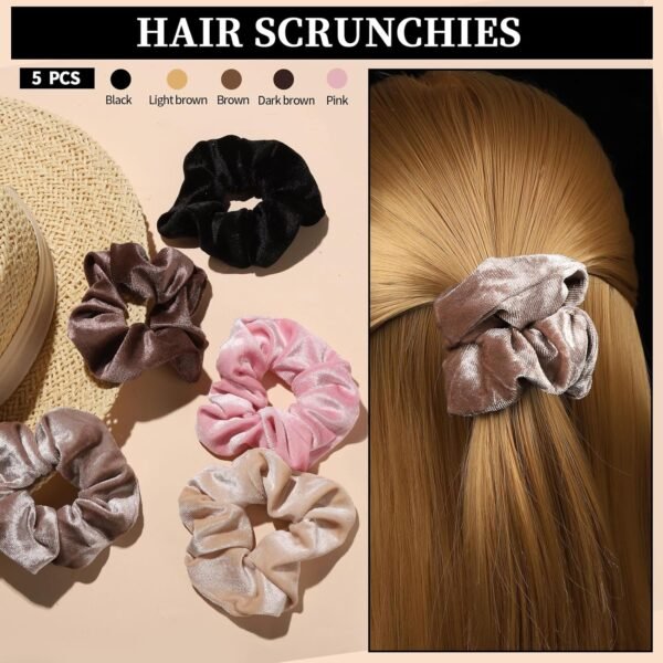 81am3fdEXEL._SL1500_.jpg FANDAMEI Hair Ties Kit for Women, Velvet Scrunchies, Elastic Rubber Bands, Seamless Hair Ties, Hair Clips, Bobby Pins, U Shaped Hair Pins for Styling, Hair Accessories Kit
