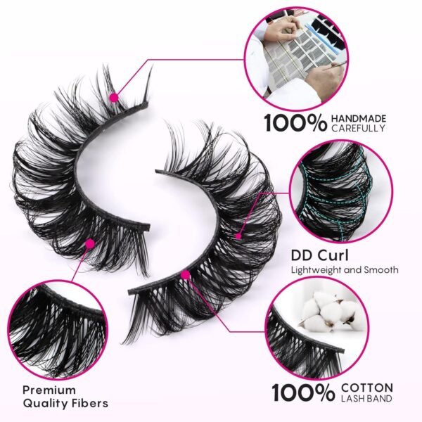 81asJm4oUaL._SL1500_.jpg Focipeysa False Lashes Natural Look 14-17mm Fluffy Faux Mink Lashes D Curl Eyelashes Natural Lashes Strips Fake Lashes Pack 4 Styles Mixed Volume Eye Lashes 20 Pairs Multipack