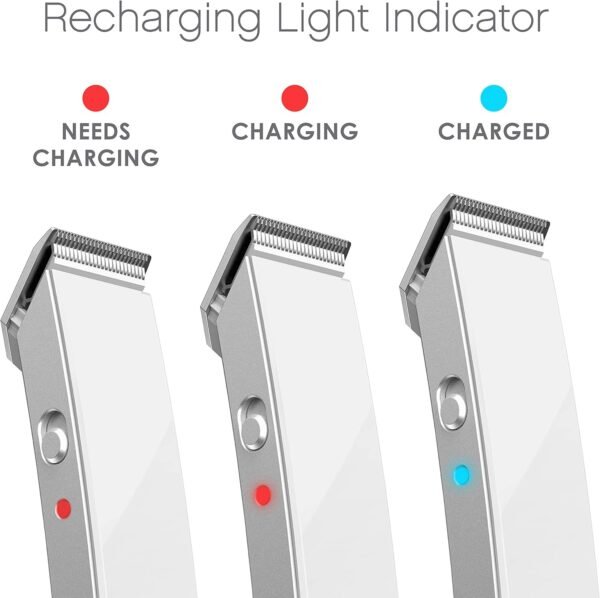 Pure Enrichment TRYM Lithium Rechargeable Beard Trimmer - 11-Piece Grooming Kit with Cordless Use, Charging Dock, 4 Trim Attachments, Cleaning Brush, Clipper Oil, and Drawstring Travel Bag (White)