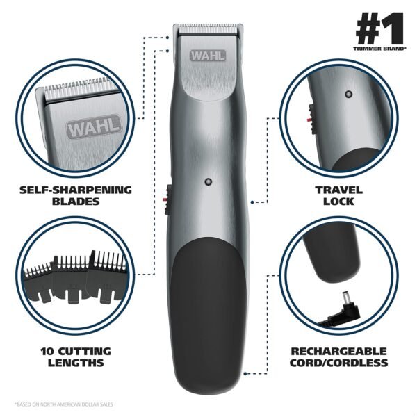 Wahl Groomsman Corded or Cordless Beard Trimmer for Men - Rechargeable Grooming Kit for Facial Hair - Beard Trimmer & Groomer - Model 9918-6171V