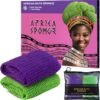 81b4Z5vNg9L._AC_SL1500_.jpg African Net Sponge Authentic - 2 Pieces Exfoliating Body Scrubber Bath Sponge - Back Scrubber Washcloth for Shower with Travel Bag - Real African Scrub Exfoliator Body Care Bathing Accessorie
