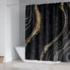 beifivcl 4Pcs Luxury Marble Shower Curtain Sets, Bathroom Sets with Shower Curtain, Toilet Lid Rug, Bath Mat and Contour Mat, Shower Curtain with 12 Hooks for Bathroom Set Decor 72 x 72 Inch, Black﻿