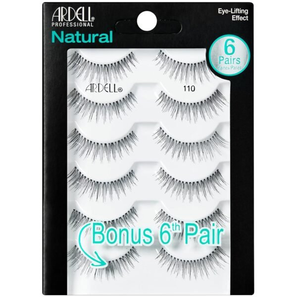 81bfwcPq0L._SL1500_.jpg Ardell False Eyelashes, Natural Lashes 110 - Lightweight Reusable Strip Lashes, Eye-Lifting Effect, 5 Pairs + Bonus Pair
