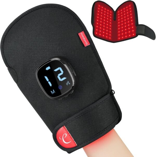 Comfytemp 5000mAh Cordless Red Light Therapy Glove for Hand, 360° Dual-Sided 100 LEDs Near Infrared Wrap with Auto-Off Timer, 13W Rechargeable Pad for Wrist Finger Palm Joint Pain Relief, 660nm&850nm