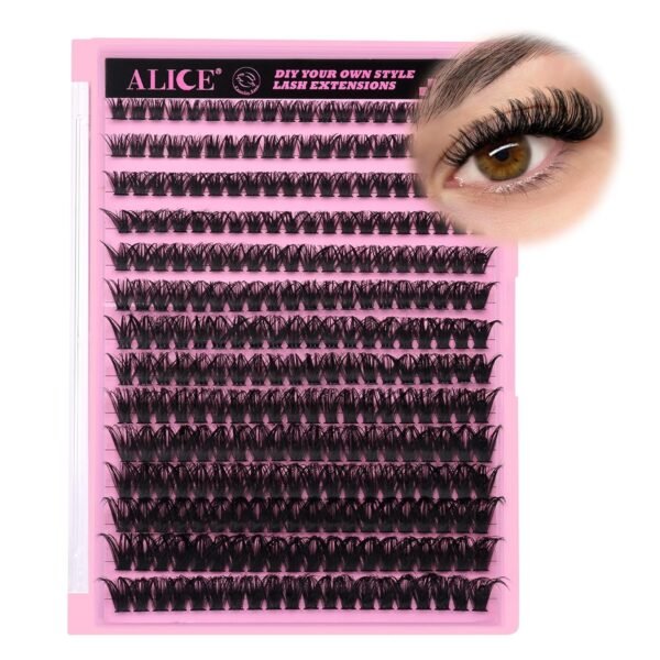 81c2dnZCDjL._SL1500_.jpg 280Pcs Wispy Individual Lashes DIY Eyelash Extensions 8-16MM D-Curly Lash Extensions Lash Clusters 80D Cluster Eyelashes DIY at Home by ALICE