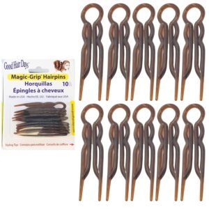 81cBD1kMQIL._SL1500_.jpg Hair Pins - 2 1/2" Plastic, U-shaped Magic Grip Hairpins, Strong Durable Pins For Fine, Thick & Long Hair, Styling Accessories - Tortoise Shell, Set of 10