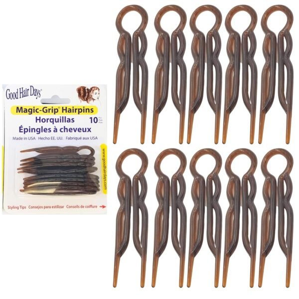 81cBD1kMQIL._SL1500_.jpg Hair Pins - 2 1/2" Plastic, U-shaped Magic Grip Hairpins, Strong Durable Pins For Fine, Thick & Long Hair, Styling Accessories - Tortoise Shell, Set of 10