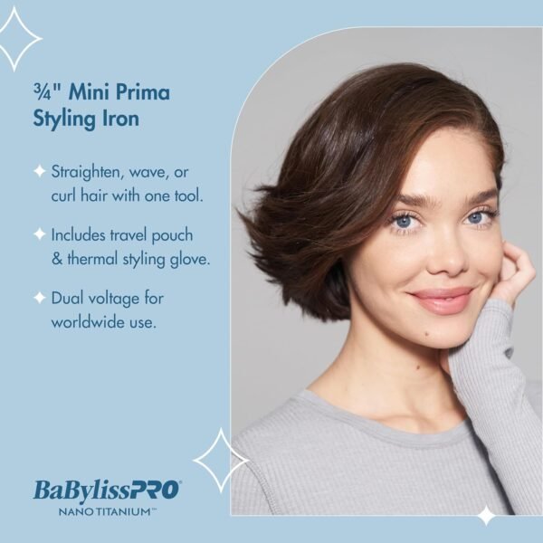 81cbD78vpiL._SL1500_.jpg BaBylissPRO Nano Titanium Prima2000 Ionic Styling Iron, 3/4" stainless steel travel/mini iron, all hair types