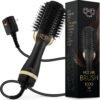 81cgrv6bNFS._AC_SL1500_.jpg Professional Blowout Hair Dryer Brush, Black Gold Dryer and Volumizer, Hot Air Brush for Women, 75MM Oval Shape (Black Gold)