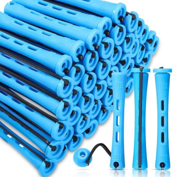 81cjxxcOj-L._SL1500_.jpg WILLBOND 60 Pcs Perm Rods Natural Long Short Hair Perm Rods with Elastic Rubber Band Non Slip Plastic Perming Cold Wave Kit for Women Hairdressing Styling Tool(0.35 Inch,Blue)