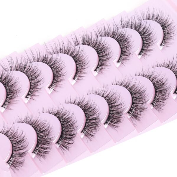 81ck9y6m6pL._SL1500_.jpg Natural Lashes Kit with Lash Glue 3D False Eyelashes Wispy 12mm Short Cat-Eye Lashes with 5ML Clear Eyelash Glue 9 Pairs Fake Eyelashes with Glue by TOOCHUNAG