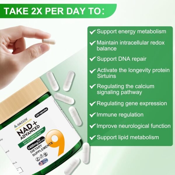 NAD Supplements,Liposomal NAD+ with Resveratrol,1400mg Per Serving,120 Capsules,Supplements for Anti-Aging,Skin Repair,Fatigue Relief,Immunity Enhancement and Antioxidant