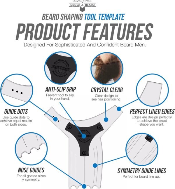 81co9pMCgiL._AC_SL1500_.jpg Beard Shaper & Beard Shaping Tool for Men, Beard Lineup Guide Template, Perfect for Styling and Edging, Includes Dual Action Beard Comb & Barber Pencil Liner