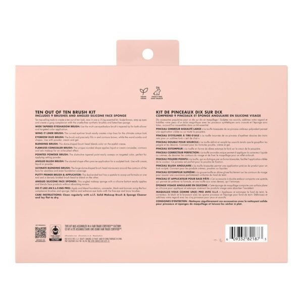 e.l.f. Ten Out Of Ten Brush Set, 10 Piece Brush Kit, Brushes For Face Makeup, Eyes, Brows & More, Made With Synthetic Bristles, Vegan & Cruelty-Free