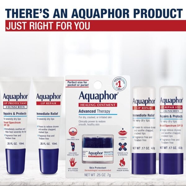 81d0txydMQL._SL1500_.jpg Aquaphor Lip Repair and Protect Stick with Sunscreen, Broad Spectrum SPF 30 Sunscreen Lip Balm, 0.17 Oz Stick, Pack of 4