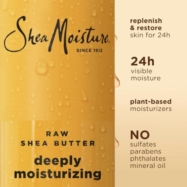 SheaMoisture Raw Shea Butter Body Wash Moisturize and Restore Deeply Moisturizing body wash for 24H Visible Moisture for Healthy, Glowing Skin 18 oz