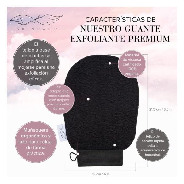 Seraphic Skincare (Original) Premium Exfoliating Mitt for Body (2pc) – 100% Vegan Viscose Traditional Body Scrub Glove Kessa Korean Washcloth – Body Exfoliator for Self-Tan Removal & Keratosis Pilaris