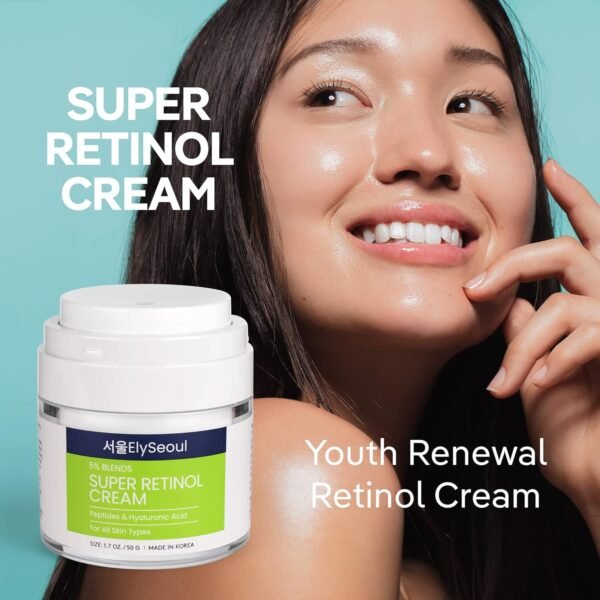 81dA8O1zNUL._SL1500_.jpg Retinol Cream for Face Korean Skincare: Anti-Aging Collagen Peptides & Hyaluronic Acid Face Cream for Women, 1.7 oz.