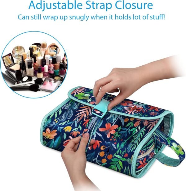 81dJXV0aFwS._AC_SL1500_.jpg FINTIE Portable Toiletry Cosmetic Travel Bag, Large Water Resistant Hanging Makeup Organizer Storage Pouch Case for Women Girls (Jungle Night)