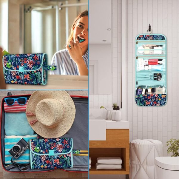 81djSRRfMFS._AC_SL1500_.jpg FINTIE Portable Toiletry Cosmetic Travel Bag, Large Water Resistant Hanging Makeup Organizer Storage Pouch Case for Women Girls (Jungle Night)