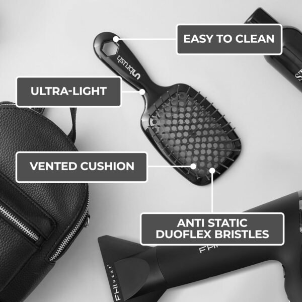 81dw0RWO5pL._SL1500_.jpg FHI Heat UNbrush Detangling Brush for Pain-Free Brushing on All Wet or Dry Hair Types — Durable DuoFlex Anti-Static Bristles, Lightweight Handle, Vented Hair Brush