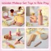Wooden Makeup Toy Set for Girls Pretend Play Makeup Kit for Toddlers 3-5 with Eyeshadow/ Mascara/ Perfume/ Blush/ Mirror/ Bag, Birthday Gifts for Girls Toys Kids Aged 3 4 5 6 7 8