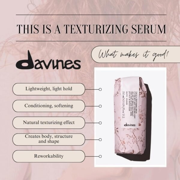Davines This is a Texturizing Serum, Workable Formula For Creating Body And Structure, Shaping Blow Dry Styling, Paraben-Free, 5.07 Fl. Oz.