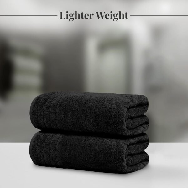 Tens Towels Pack of 8 Towels Set, 2 Extra Large Bath, 2 Hand, 4 Washcloths, 100% Cotton, Lighter Weight, Quicker to Dry, Super Absorbent, Perfect for Bathroom, Black
