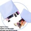 2 Pieces Makeup Bag Set Cute Cosmetic Pouch for Women Seersucker Travel Toiletry Bag Preppy Small Makeup Purse Pouch Aesthetic Skincare Brushes Storage Organizer for Women(Blue)