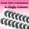 Veleasha Russian Strip Lashes D Curl False Eyelashes Fluffy Wispy Faux Mink Lashes 10 Pairs Pack (D01)