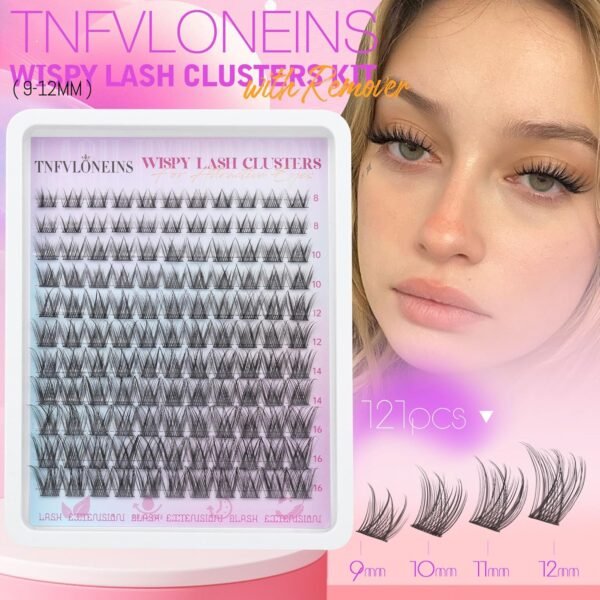 81f67y-AeML._SL1500_.jpg Natural Lash Clusters Kit Natural Eyelash Clusters C Curl Lash Extension Kit 8-16mm Eyelash Extension Kit DIY Individual Lashes Cluster Eyelash Extensions with Lash Remover by TNFVLONEINS