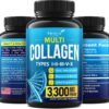 Multi Collagen Pills (Types I, II, III, V & X) - Multi Collagen & Bone Broth Capsules - Made in USA - Grass Fed Collagen Peptides - Anti-Aging Collagen Supplements - Hydrolyzed Collagen Capsules