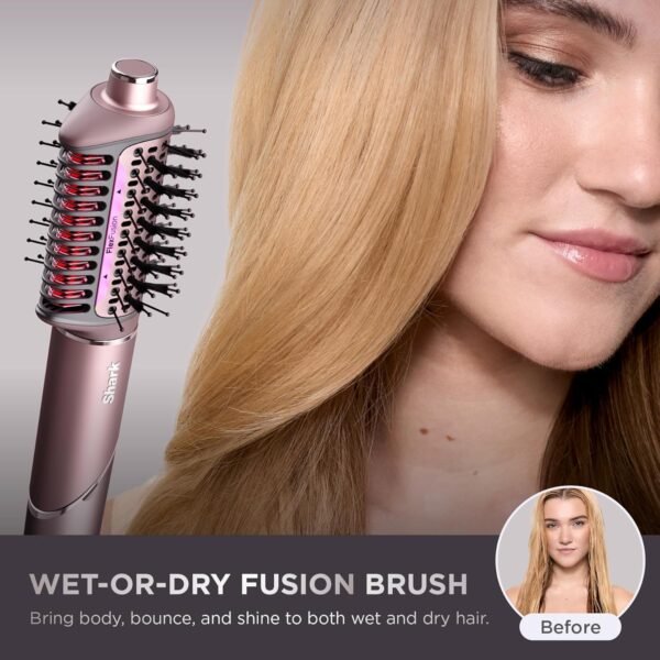 81fI6Ju3bFL._SL1500_.jpg Shark FlexFusion Hair Straightener & Powerful Hair Dryer with Fusion Hair Brush, Ceramic Air Styler with Auto-Wrap Hair Curlers & Concentrator, Ceramic Plates, Cosmic Blush HD641S