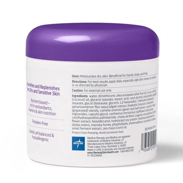 Medline Remedy Specialized Skin Cream, Fragrance-Free (16 oz), 1.5% Dimethicone, Nourishing Moisturizer for Dry Skin, Sulfate-Free, Paraben-free, Hypoallergenic Body Cream, Daily Lotion for Dry Skin