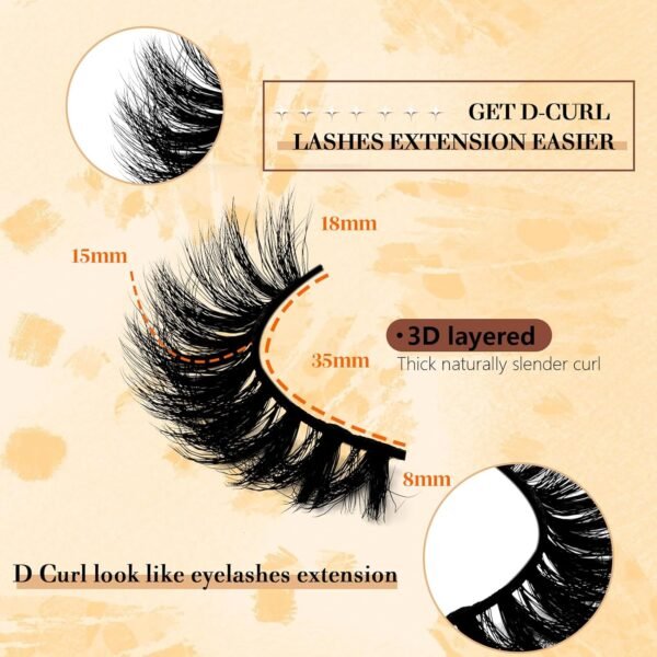 81fdUkus3rL._SL1500_.jpg Faux Mink Lashes Fluffy 3D False Eyelashes 18mm Wispy Volume Lashes that Look Like Extensions 5 Pairs Strip Lashes by FOINEMYED
