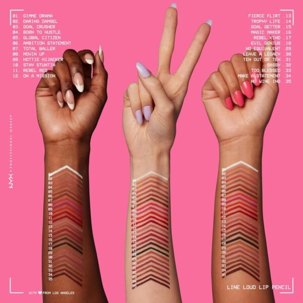 81fl1cX2TCL._SL1500_.jpg NYX PROFESSIONAL MAKEUP Line Loud Lip Liner, Longwear and Pigmented Lip Pencil with Jojoba Oil & Vitamin E - Make A Statement